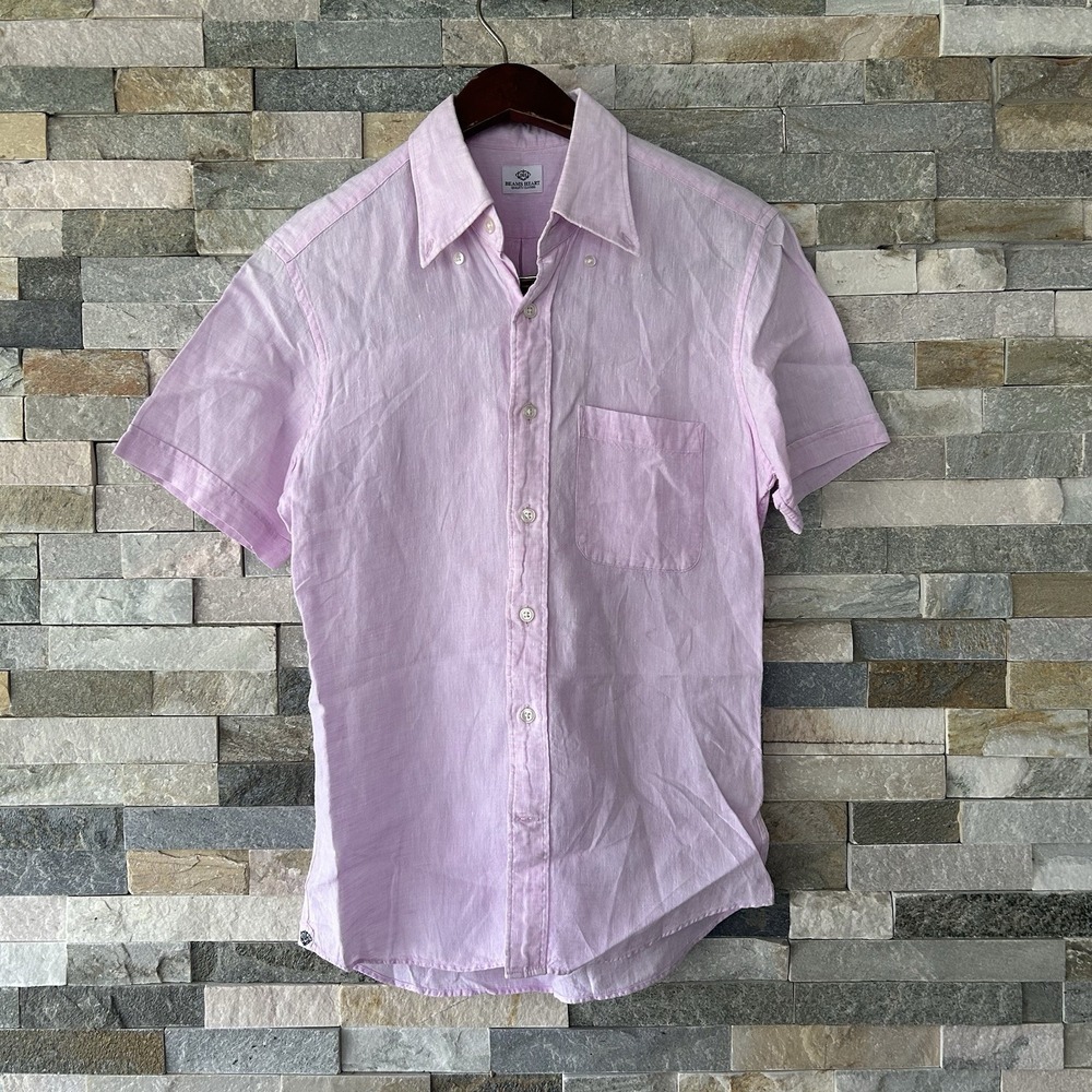 Beams Plus Beams Heart Pink Linen Short Skeeeve Button Shirt Mens Small